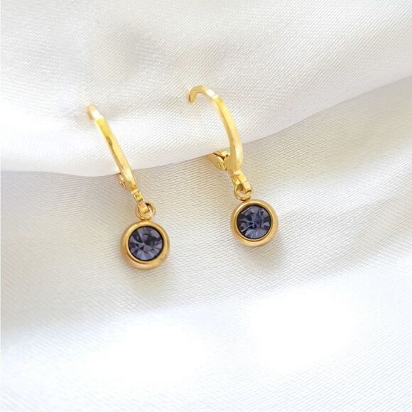 5 for $25 Tiny Crystal Charm Earrings Gold Huggie Hoops Rhinestone Diamond … - Picture 1 of 2